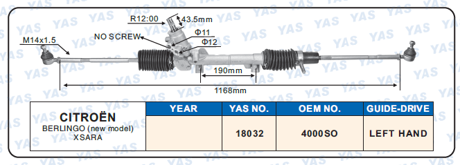 18032 Hydraulic Steering Rack /Steering Gear CITROEN BERLINGO (new model) XSARA