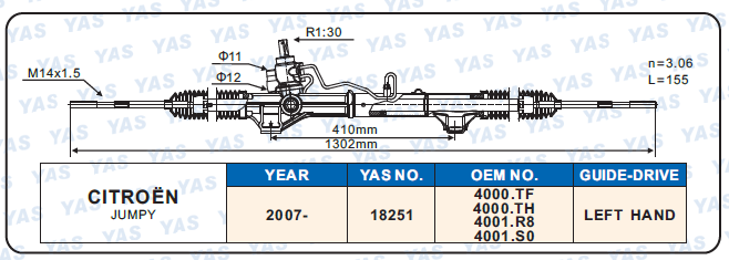 18251 Hydraulic Steering Rack /Steering Gear CITROEN JUMPY