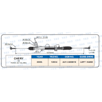 12034 Hydraulic Steering Rack /Steering Gear CHERY A5 FORA A21 ELARA