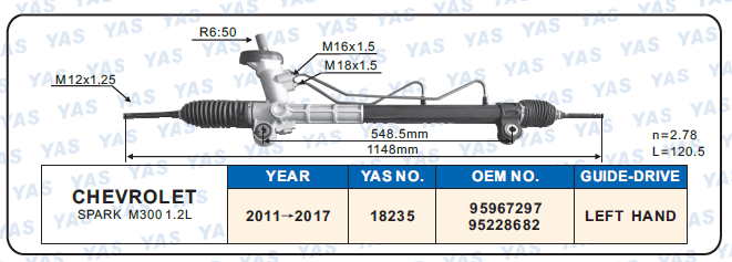 18235 Hydraulic Steering Rack /Steering Gear CHEVROLET SPARK M300 1.2L