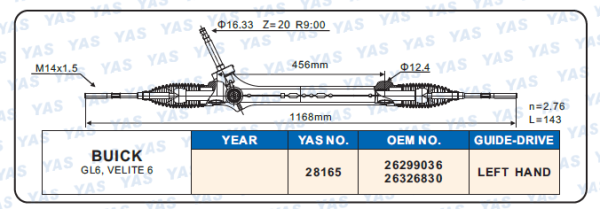 28165 Hydraulic Steering Rack /Steering Gear CHEVROLET ORLANDO MENLO