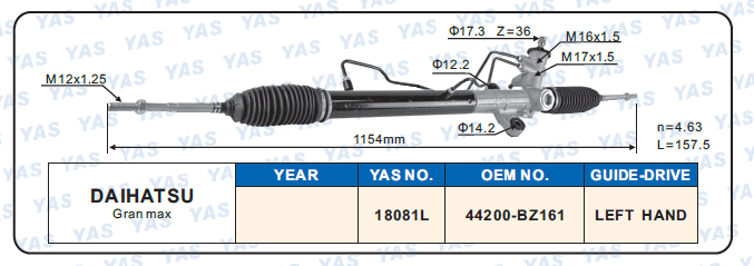 18081L Hydraulic Steering Rack /Steering Gear DAIHATSU Gran max