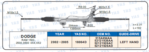 18064D Hydraulic Steering Rack /Steering Gear DODGE RAM 1500 2500,3500 4X4,4X2