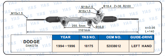 18175 Hydraulic Steering Rack /Steering Gear DODGE DAKOTA