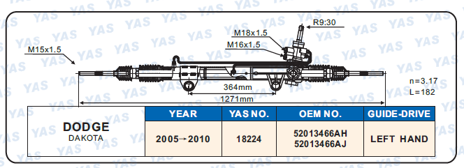 18224 Hydraulic Steering Rack /Steering Gear DODGE  DAKOTA