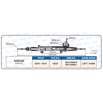 18224 Hydraulic Steering Rack /Steering Gear DODGE  DAKOTA