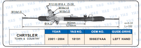 18191 Hydraulic Steering Rack /Steering Gear DODGE Truck CARAVAN GRAND CARAVAN MINI RAM VAN