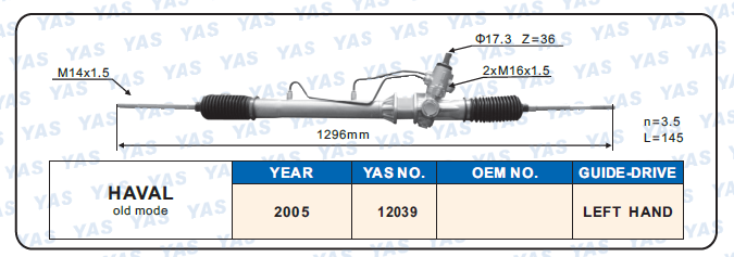 12039 Hydraulic Steering Rack /Steering Gear  GREAT WALL MOTOR old mode