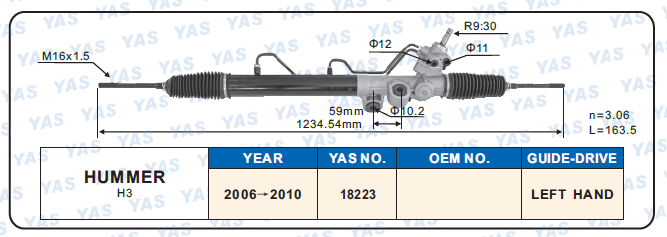 18223 Hydraulic Steering Rack /Steering Gear  HUMMER H3