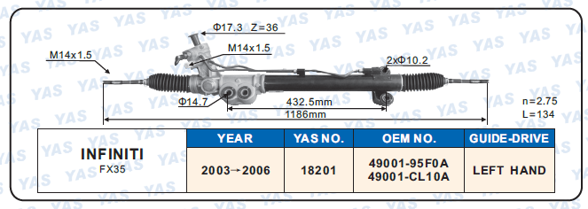 18201 Hydraulic Steering Rack /Steering Gear  INFINITI FX35