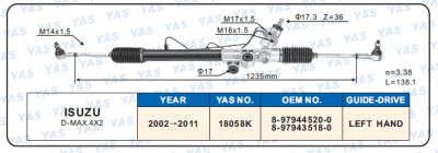 18058K Hydraulic Steering Rack /Steering Gear  ISUZU D-MAX 4X2