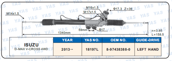 18197L Hydraulic Steering Rack /Steering Gear  ISUZU D-MAX V-CROSS 4WD