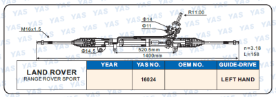 16024 Hydraulic Steering Rack /Steering Gear LAND ROVER RANG ROVER SPORT