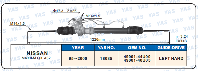18085 Hydraulic Steering Rack /Steering Gear NISSAN MAXIMA QX A32