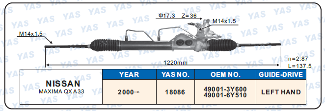 18086 Hydraulic Steering Rack /Steering Gear NISSAN MAXIMA QX A33