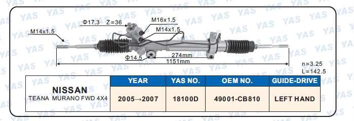 18100D Hydraulic Steering Rack /Steering Gear NISSAN TEANA MURANO FWD 4X4