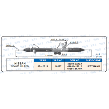 18127 Hydraulic Steering Rack /Steering Gear NISSAN NAVARA 4X4 (D23)