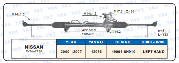 12066 Hydraulic Steering Rack /Steering Gear NISSAN X-Trial T30
