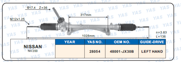 28054 Hydraulic Steering Rack /Steering Gear NISSAN NV200