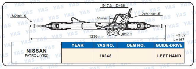 18248 Hydraulic Steering Rack /Steering Gear NISSAN PATROL (Y62)