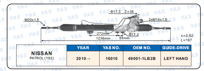 16010 Hydraulic Steering Rack /Steering Gear NISSAN PATROL (Y62)