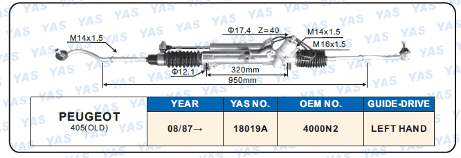 18019A Hydraulic Steering Rack /Steering Gear PEUGEOT 405(OLD)