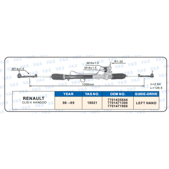 18021 Hydraulic Steering Rack /Steering Gear RENAULT CLIO II KANGOO