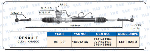 18021ABC Hydraulic Steering Rack /Steering Gear RENAULT CLIO II KANGOO