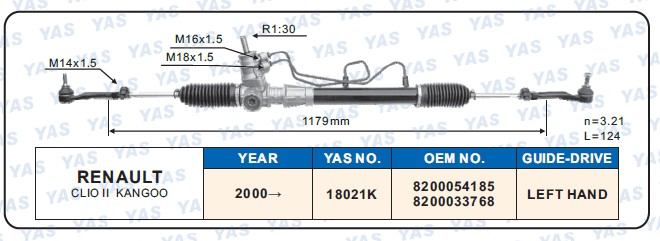 18021K Hydraulic Steering Rack /Steering Gear RENAULT CLIO II KANGOO