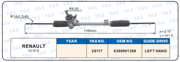 28117 Hydraulic Steering Rack /Steering Gear RENAULT CLIO II