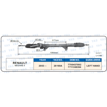 28169A Hydraulic Steering Rack /Steering Gear RENAULT MEGANE II