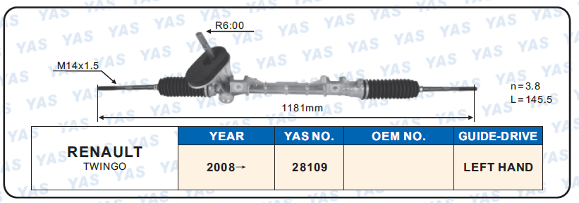 28109 Hydraulic Steering Rack /Steering Gear RENAULT TWINGO