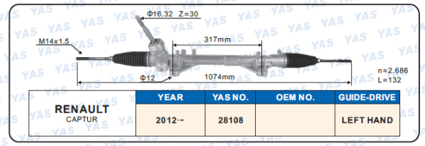 28108 Hydraulic Steering Rack /Steering Gear RENAULT CAPTUR