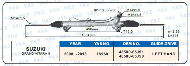 18160 Hydraulic Steering Rack /Steering Gear SUZUKI GRAND VITARA II