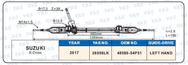 28056LK Hydraulic Steering Rack /Steering Gear SUZUKI S-Cross