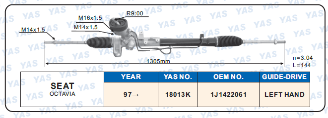 18013K Hydraulic Steering Rack /Steering Gear VOLKSWAGEN GOLF 4 GOLF SYNCRO (for E&C market)