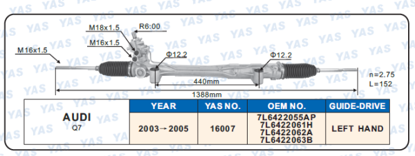 16007 Hydraulic Steering Rack /Steering Gear VOLKSWAGEN TOUAREG