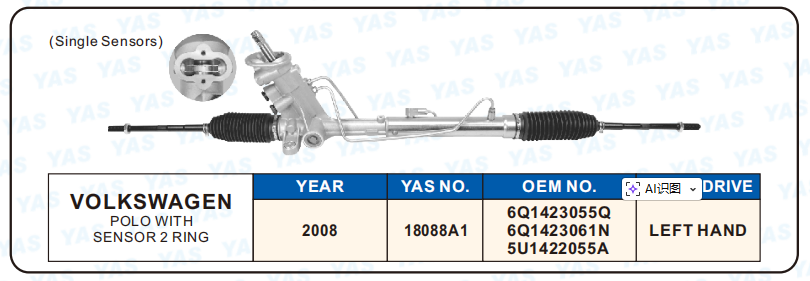 18088A1 Hydraulic Steering Rack /Steering Gear VOLKSWAGEN POLO WITH SENSOR 2 RING