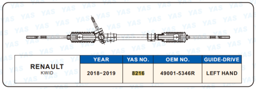 8216 Hydraulic Steering Rack /Steering Gear RENAULT KWID