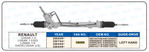 18099 Hydraulic Steering Rack /Steering Gear RENAULT LOGAN 1.4 LOGAN 1.5 DCI LOGAN 1.6 DACIALOGAN (LS)