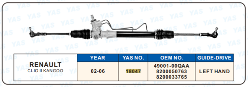 18047 Hydraulic Steering Rack /Steering Gear RENAULT CLIO II KANGOO
