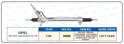 18094 Hydraulic Steering Rack /Steering Gear OPEL MOVNO caja/Chasssis U9, E9