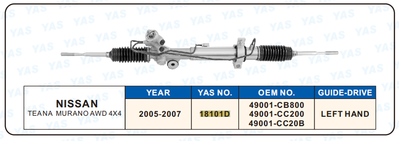 18101D Hydraulic Steering Rack /Steering Gear NISSAN TEANA MURANO AWD 4X4