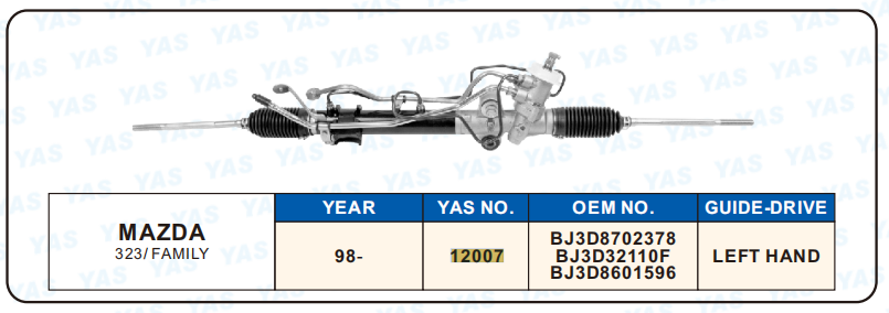 12007 Hydraulic Steering Rack /Steering Gear MAZDA 323/FAMILY