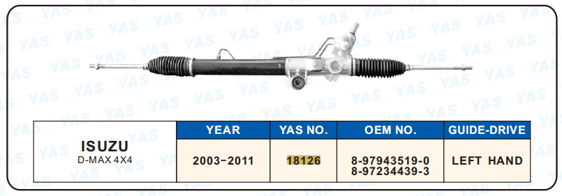 18126 Hydraulic Steering Rack /Steering Gear  ISUZU D-MAX 4X4