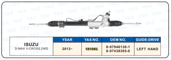 18196L Hydraulic Steering Rack /Steering Gear ISUZU D-MAX V-CROSS 2WD