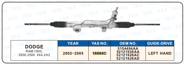 18064D Hydraulic Steering Rack /Steering Gear DODGE RAM 1500 2500,3500 4X4,4X2