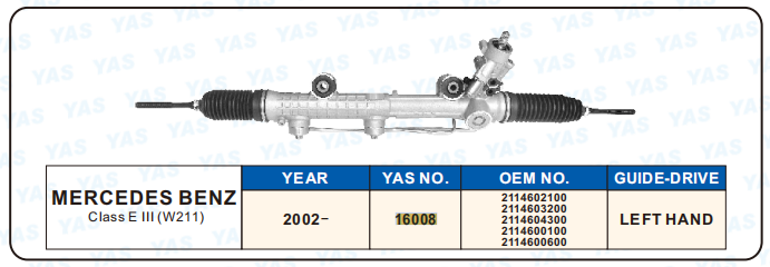 16008 Hydraulic Steering Rack /Steering Gear MERCEDES-BENZ CLASS E III (W211)