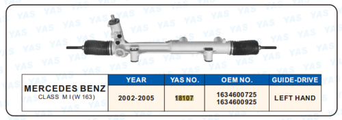 18107 Hydraulic Steering Rack /Steering Gear MERCEDES-BENZ CLASS MI (W 163)