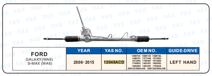 12049ACD  Hydraulic Steering Rack /Steering Gear FORD GALAXY (WA6) S-MAX(WA6)